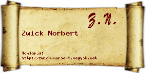 Zwick Norbert névjegykártya
